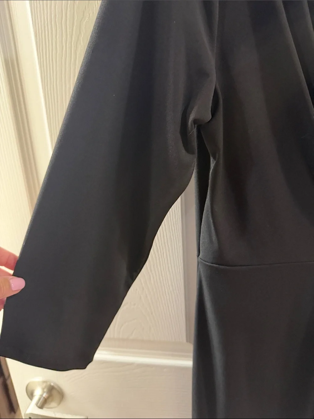 Michael Kors Black V-Neck Draped Midi Dress
